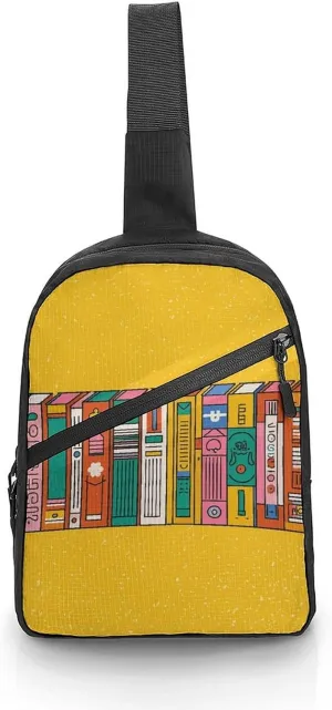 Sling Bag for Women Men Daypack Bookshelf Books Chest Bag Crossbody Backpack for Hiking Travel