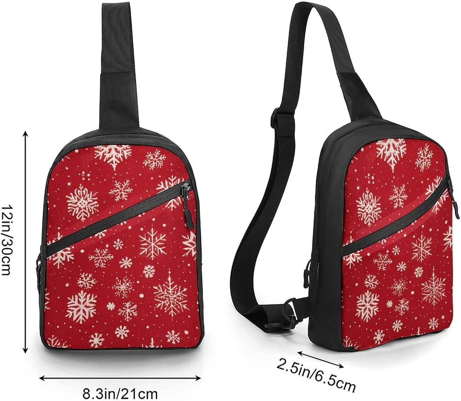 Sling Bag for Women Men Daypack Christmas Snowflake Star Chest Bag Crossbody Backpack for Hiking Travel
