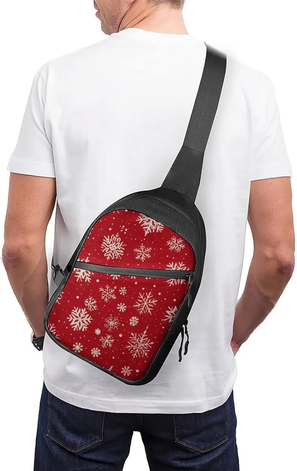 Sling Bag for Women Men Daypack Christmas Snowflake Star Chest Bag Crossbody Backpack for Hiking Travel