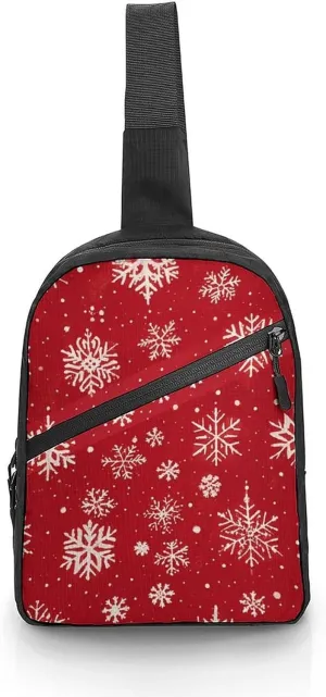 Sling Bag for Women Men Daypack Christmas Snowflake Star Chest Bag Crossbody Backpack for Hiking Travel