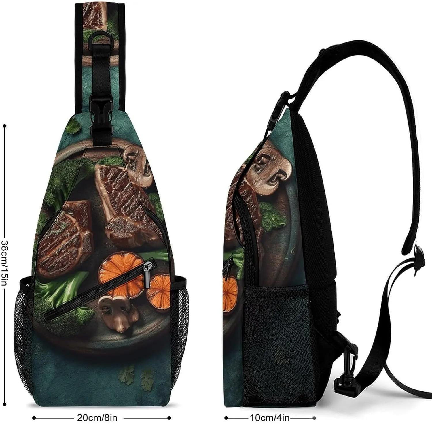 Sling Bag for Women Men Daypack Delicious Grilled Meat Chest Bag Crossbody Backpack for Hiking Travel