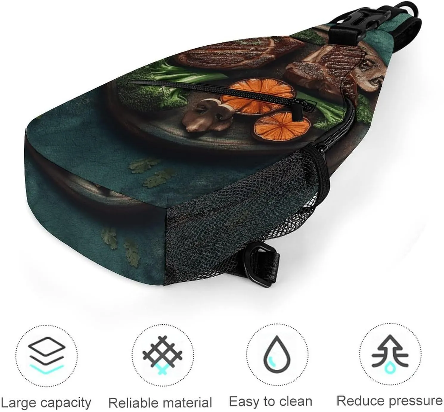 Sling Bag for Women Men Daypack Delicious Grilled Meat Chest Bag Crossbody Backpack for Hiking Travel