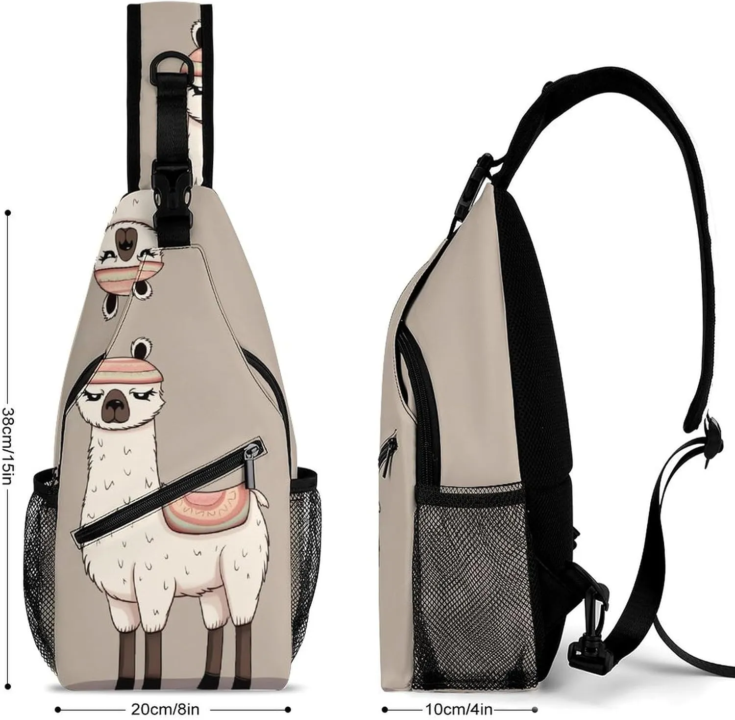 Sling Bag for Women Men Daypack No Drama Llama Chest Bag Crossbody Backpack for Hiking Travel, 38x20cm