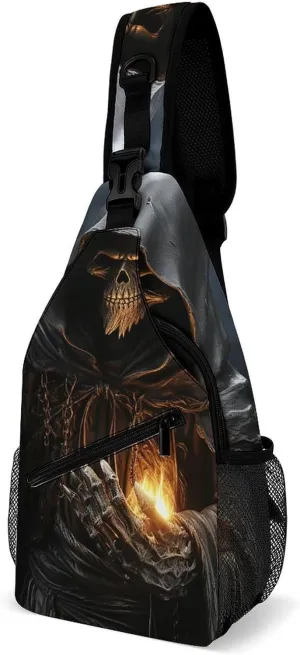 Sling Bag for Women Men Grim Reaper Travel Hiking Backpack Crossbody Shoulder Chest Bags Casual Daypack