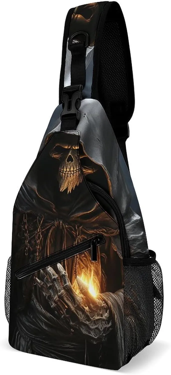 Sling Bag for Women Men Grim Reaper Travel Hiking Backpack Crossbody Shoulder Chest Bags Casual Daypack