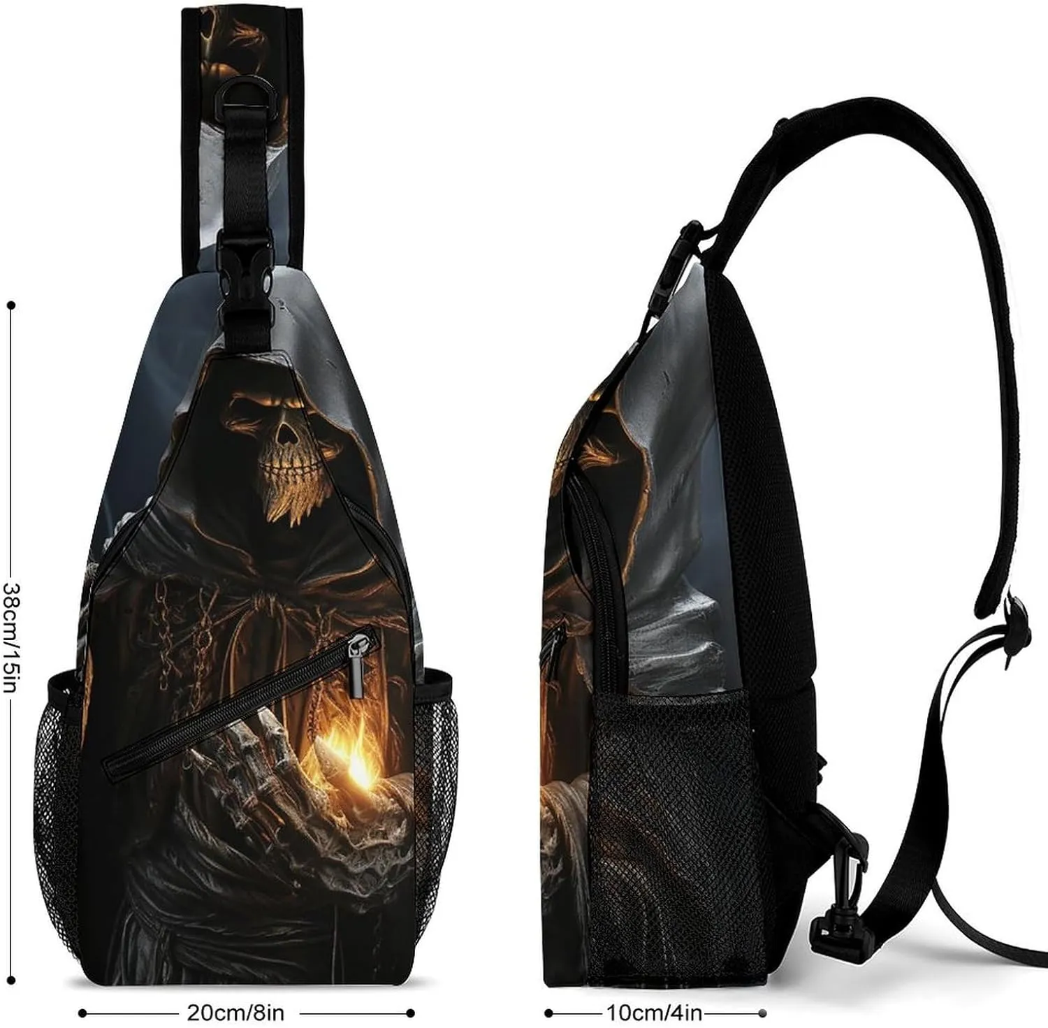 Sling Bag for Women Men Grim Reaper Travel Hiking Backpack Crossbody Shoulder Chest Bags Casual Daypack