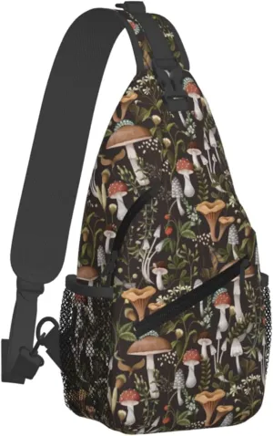 Sling Bag For Women Men Mushroom Crossbody Backpack Sling Backpack For Travel Hiking Daypack Chest Bag