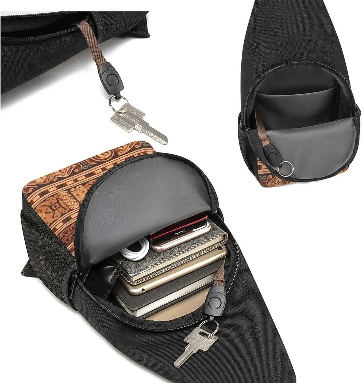Sling bag for Women Men Trendy Sling Bakpack Casual Chest Bag Retro Pattern Fanny Pack for Travel Hiking