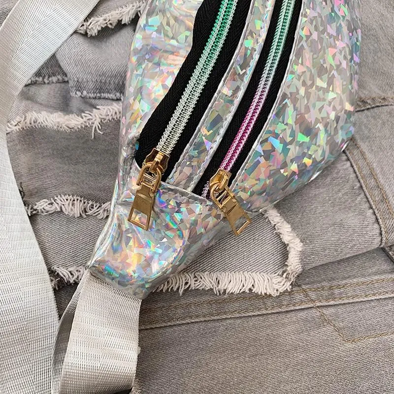 Sling Bag Sling Backpack Crossbody Bag Chest Bag Shoulder Bag Women Laser Sequins PU Fashion Multipurpose Lightweight Daypack