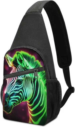 Sling Bags Glowing Zebra Crossbody Bag for Women Men Cross Body Bag for Travel Hiking Shopping