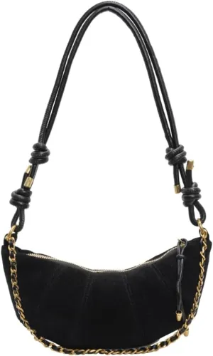 Slouchy Suede Shoulder Bags For Women - Retro Horn Crossbody Crescent Dumpling Satchels Purses Fall Handbag Travel