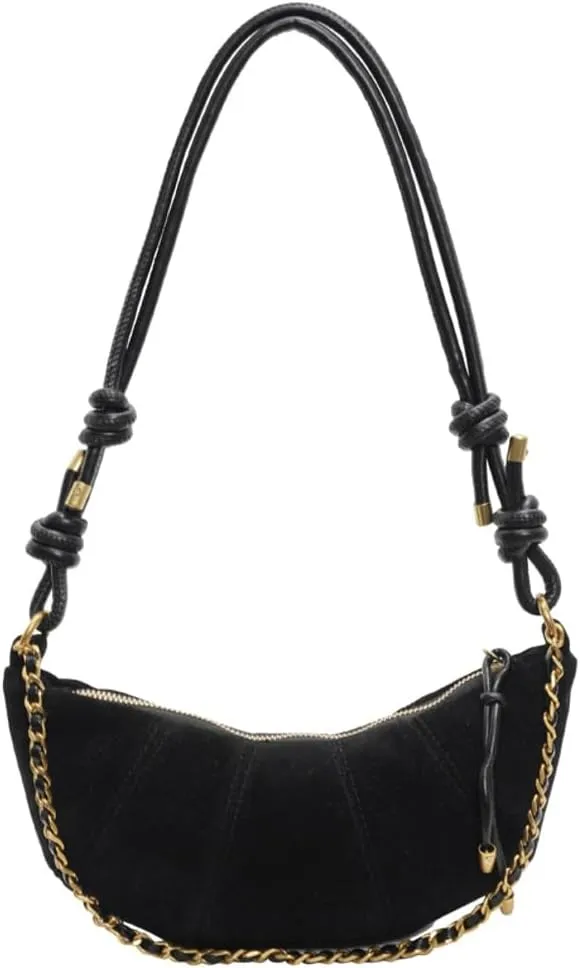 Slouchy Suede Shoulder Bags For Women - Retro Horn Crossbody Crescent Dumpling Satchels Purses Fall Handbag Travel