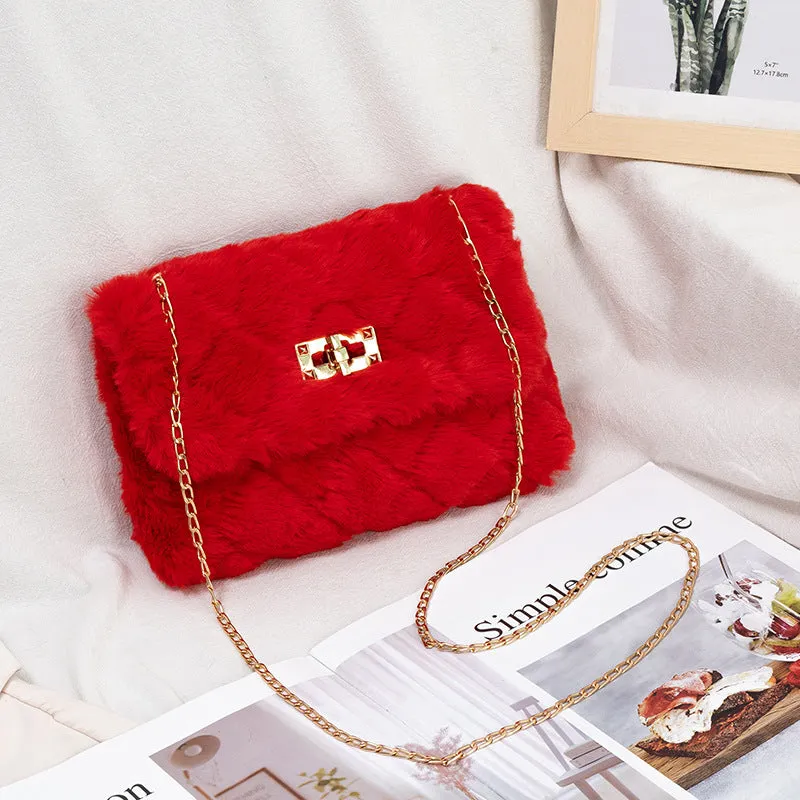 Slouchy Versatile Plush Chain Mobile Sweet Crossbody Bags