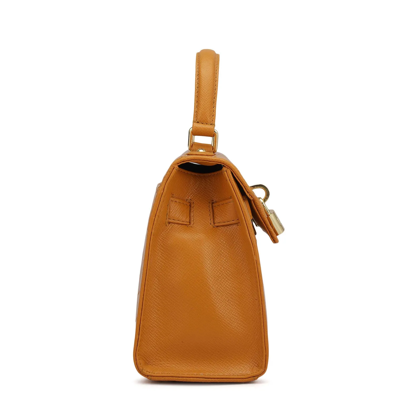 Small Croco Leather Satchel - Flame