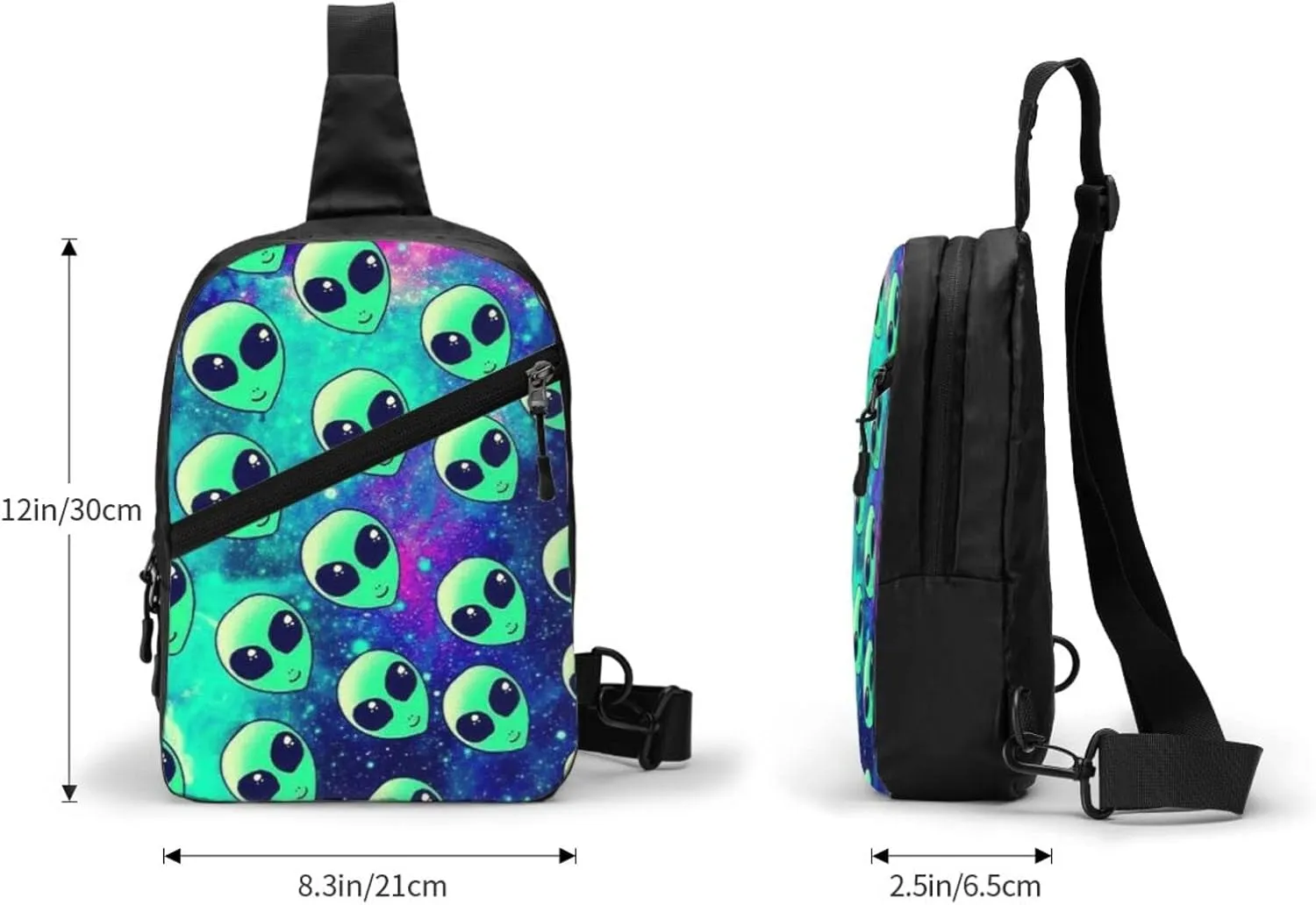Small Crossbody Sling Backpack Anti Theft Backpack For Traveling Chest Green Aliens Shoulder Bag For Men Women