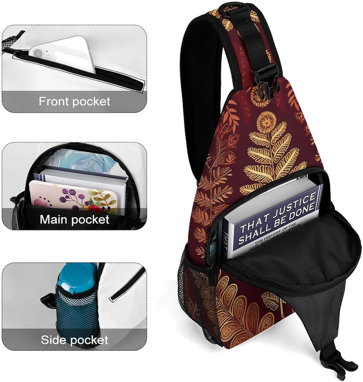 Small Crossbody Sling Backpack Mid-Century Modern Art Cat Chest Bags for Traveling Chest Fashion Shoulder Bag