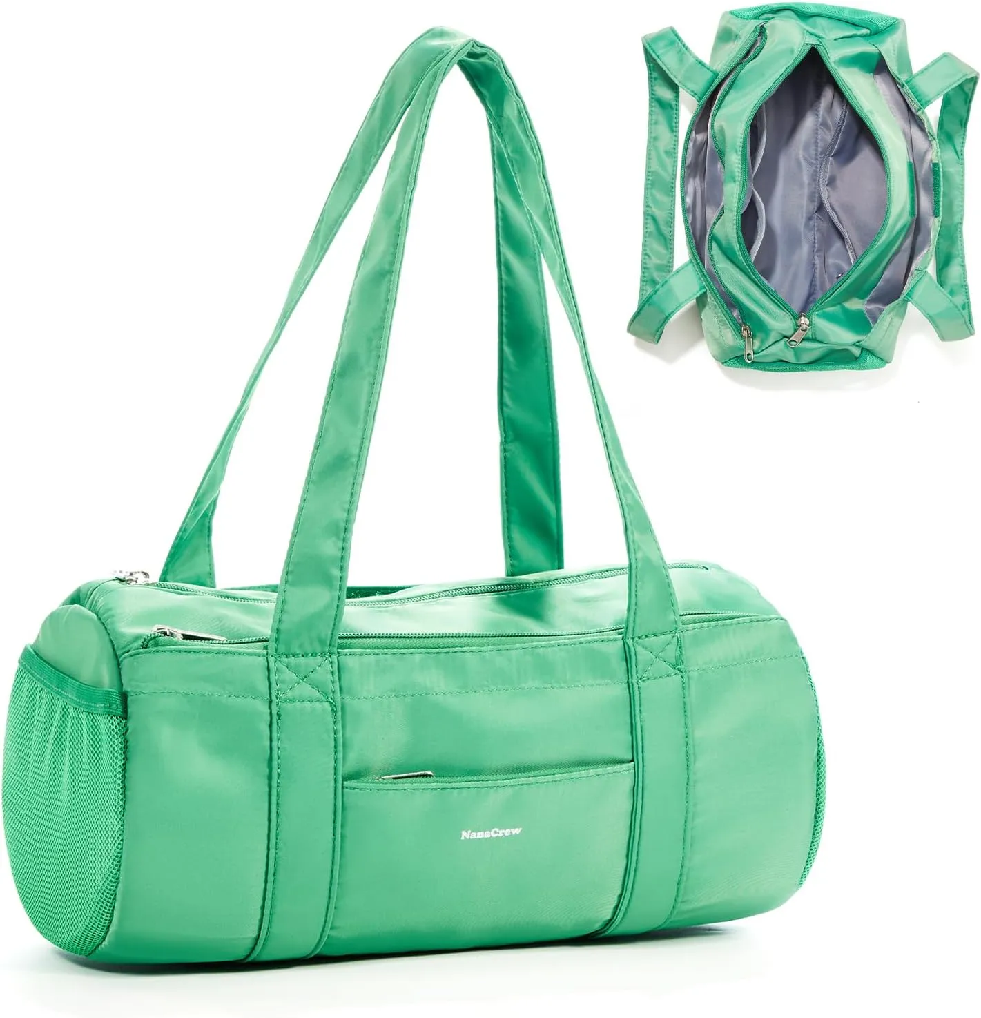 Small Gym Bag 13.78"x6.7"x6.7" Carry On Duffel Bag, Mini Personal Item Bag Lightweight Tote Weekender Overnight Bags for Women and Men Sports, Traveling, Swimming, Yoga (Green)
