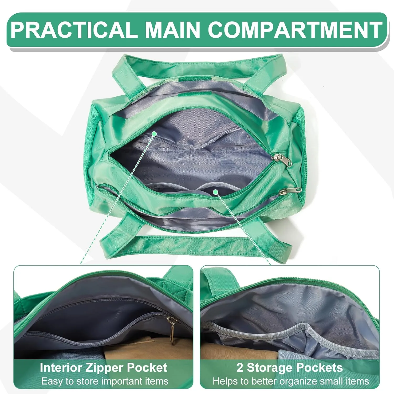 Small Gym Bag 13.78"x6.7"x6.7" Carry On Duffel Bag, Mini Personal Item Bag Lightweight Tote Weekender Overnight Bags for Women and Men Sports, Traveling, Swimming, Yoga (Green)