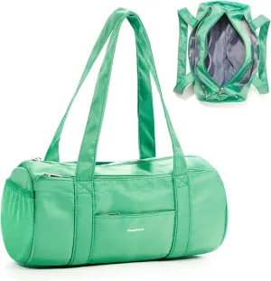 Small Gym Bag 13.78"x6.7"x6.7" Carry On Duffel Bag, Mini Personal Item Bag Lightweight Tote Weekender Overnight Bags for Women and Men Sports, Traveling, Swimming, Yoga (Green)