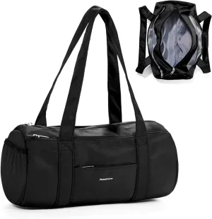Small Gym Bag 13.78"x6.7"x6.7" Duffel Carry On Bag, Mini Personal Item Lightweight Tote Weekender Overnight Bags for Women and Men Sports, Traveling, Swimming, Yoga (Black)