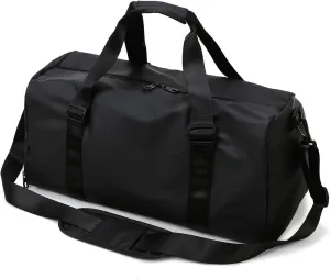 Small Gym Bag for Men, Travel Sport Bag with Shoe Compartment and Wet Pocket, Big Capacity Weekend Overnight Bag with Shoulder Strap for Gym Sport Travel Swimming Camping (Black)