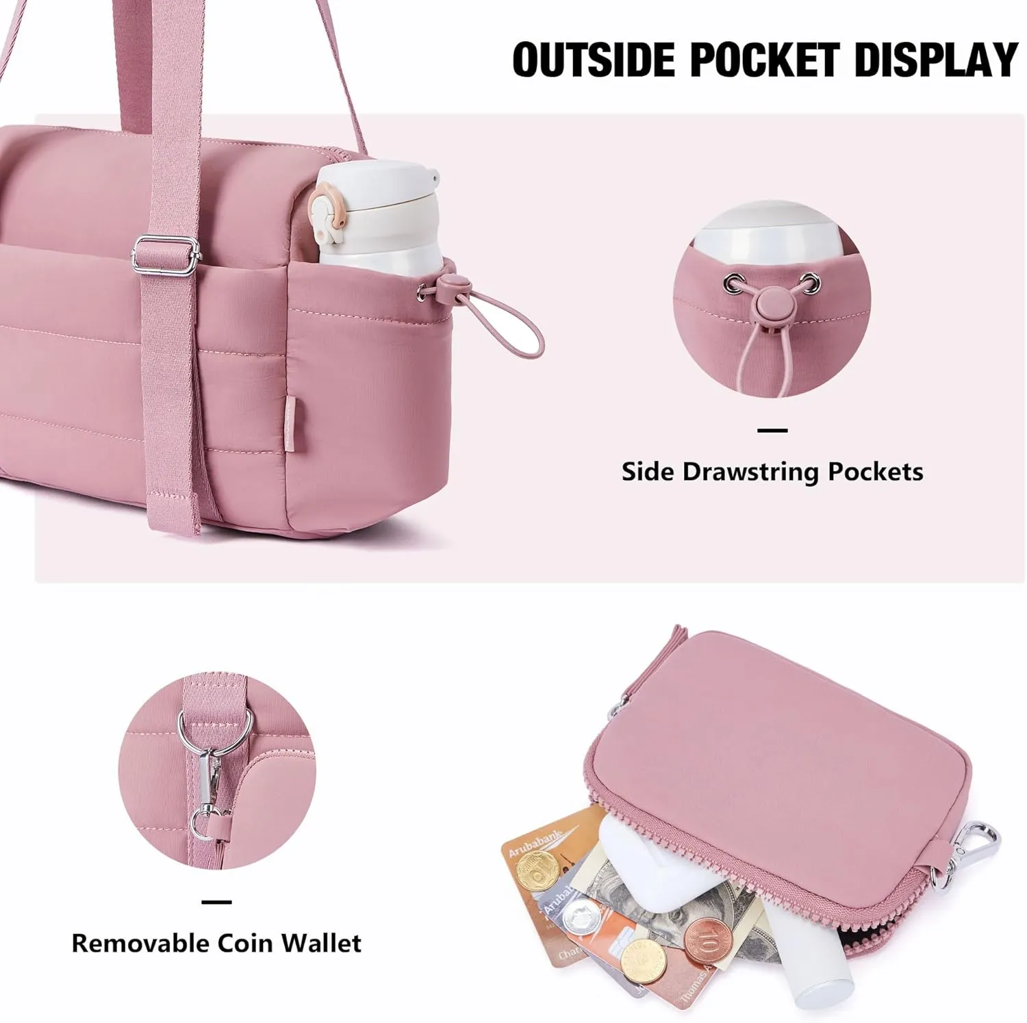 Small Gym Bag for Women 2 Set Mini Gym Duffle Bag with Wet Compartment and Coin Wallet, Gym Tote Bag for Workout/Sport/Travel