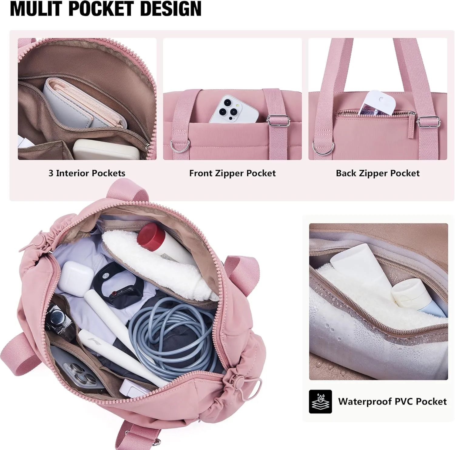 Small Gym Bag for Women 2 Set Mini Gym Duffle Bag with Wet Compartment and Coin Wallet, Gym Tote Bag for Workout/Sport/Travel