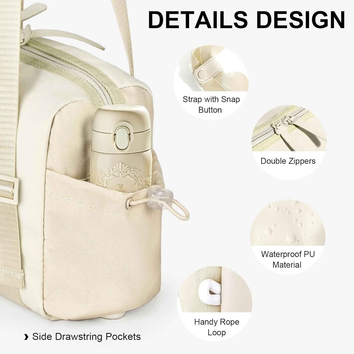 Small Gym Bag for Women - Mini Gym Duffle Bag 4 PCS Set with Wet Compartment, Small Travel Tote Cute Workout Sport Bag with Toiletry Cosmetic Silicone Travel Bottles