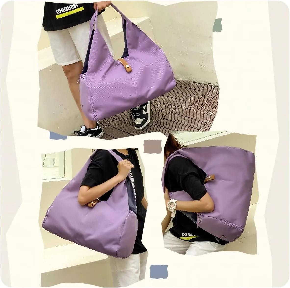 Small Gym Bag for Women with Shoe Compartment & Wet Pocket Sports Travel Duffel Bag,Yoga Gym Totes With Mat Holder,Waterproof Carry On Weekender Overnight Bag (Purple)