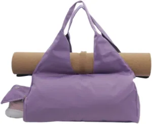 Small Gym Bag for Women with Shoe Compartment & Wet Pocket Sports Travel Duffel Bag,Yoga Gym Totes With Mat Holder,Waterproof Carry On Weekender Overnight Bag (Purple)