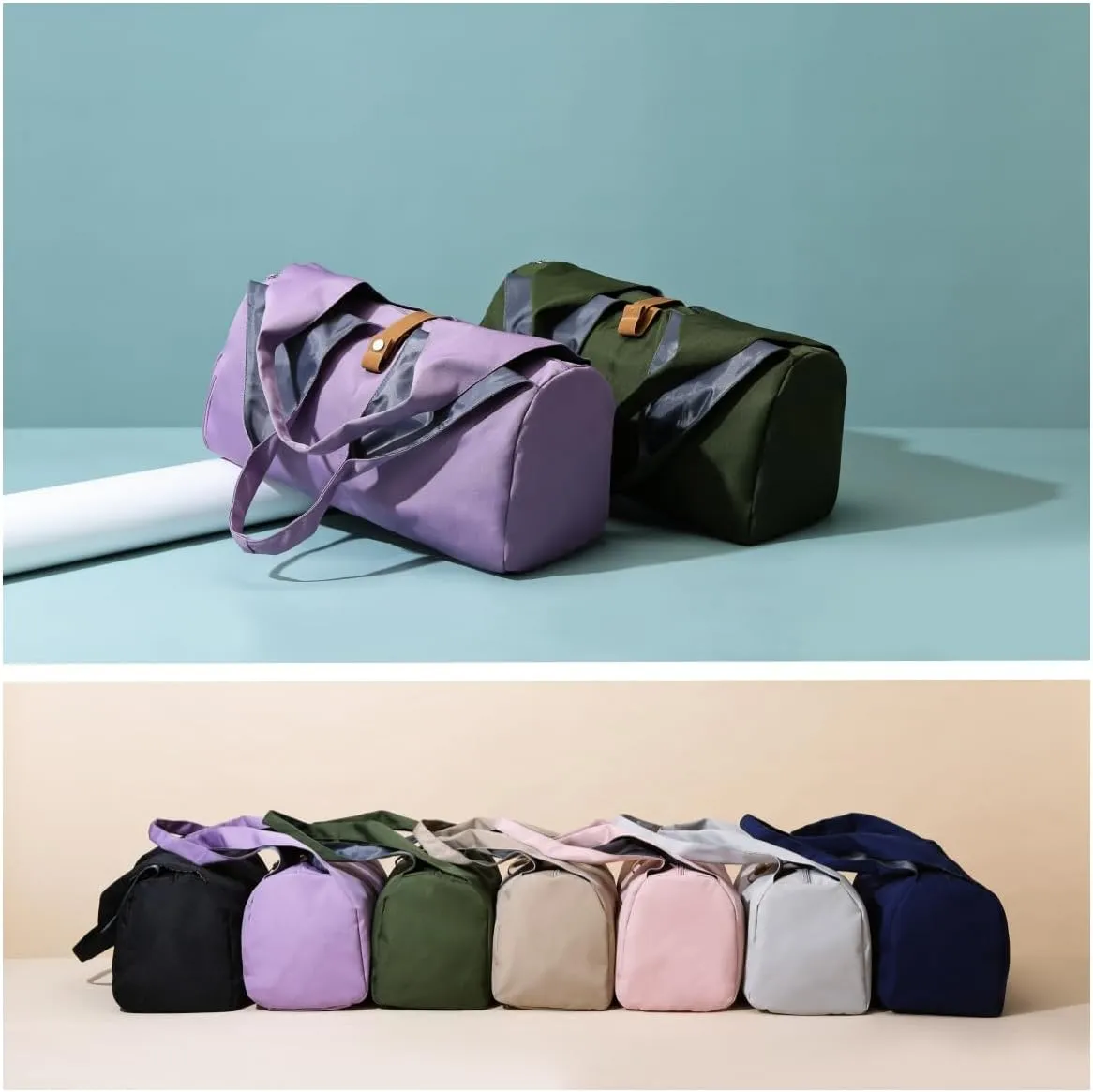 Small Gym Bag for Women with Shoe Compartment & Wet Pocket Sports Travel Duffel Bag,Yoga Gym Totes With Mat Holder,Waterproof Carry On Weekender Overnight Bag (Purple)