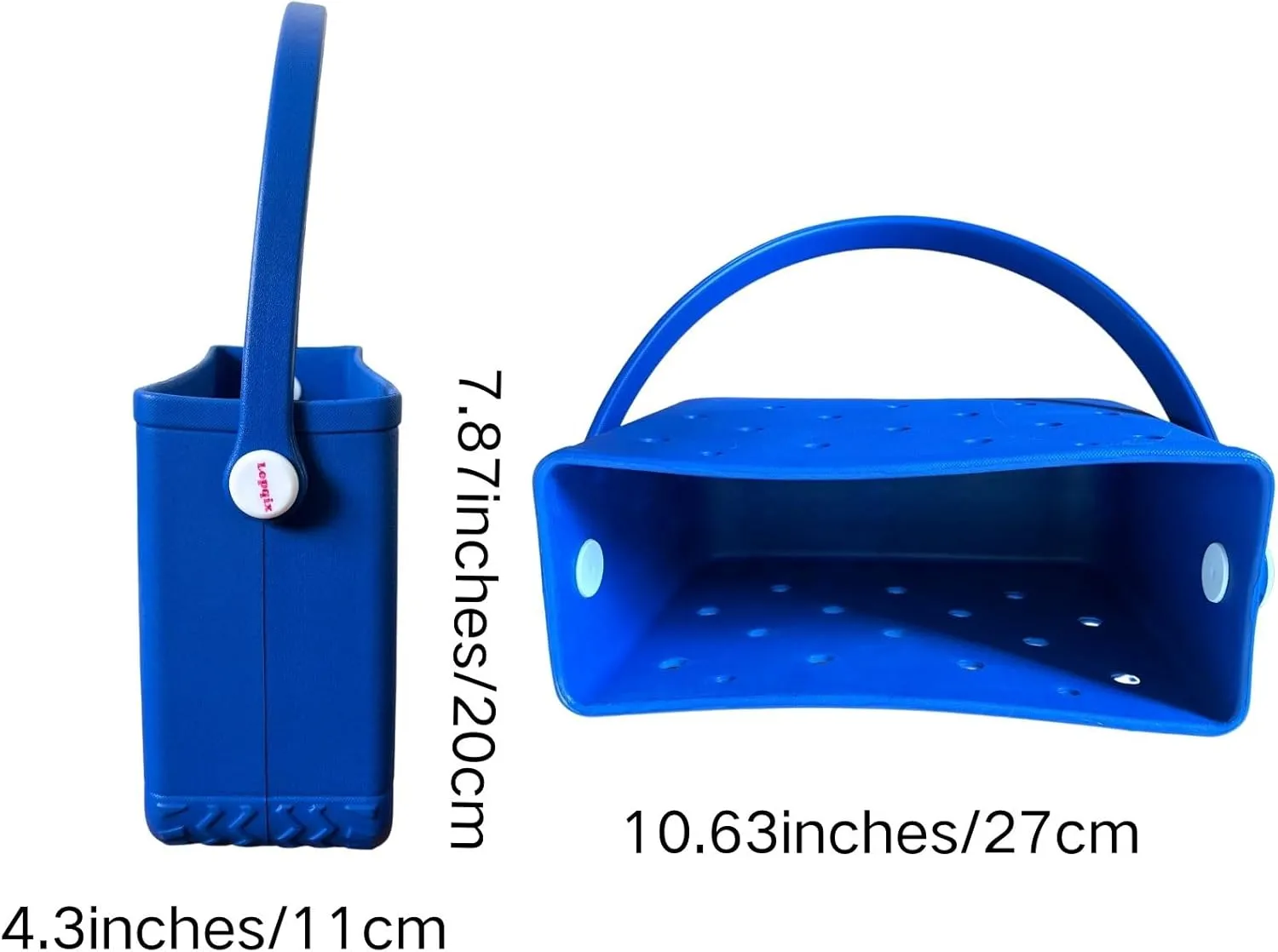 Small Rubber Beach Tote Bag, Open Top Portable Outdoor Travel Bag for Beach Picnic Pool Outings