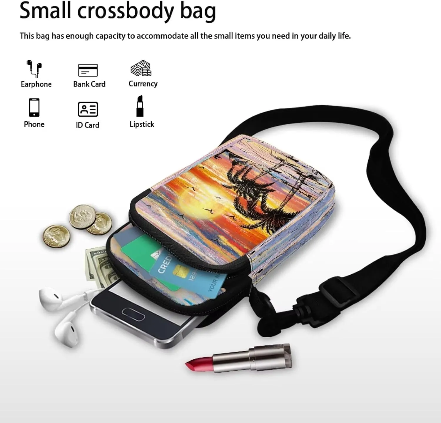 Small Sling Bag Crossbody Bags for Women Men Anti Theft
