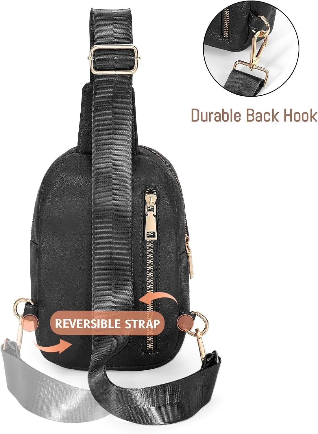 Small Sling Bag for Women Crossbody Leather Fanny Pack Anti-Theft Chest Bag Travel Sling Bags