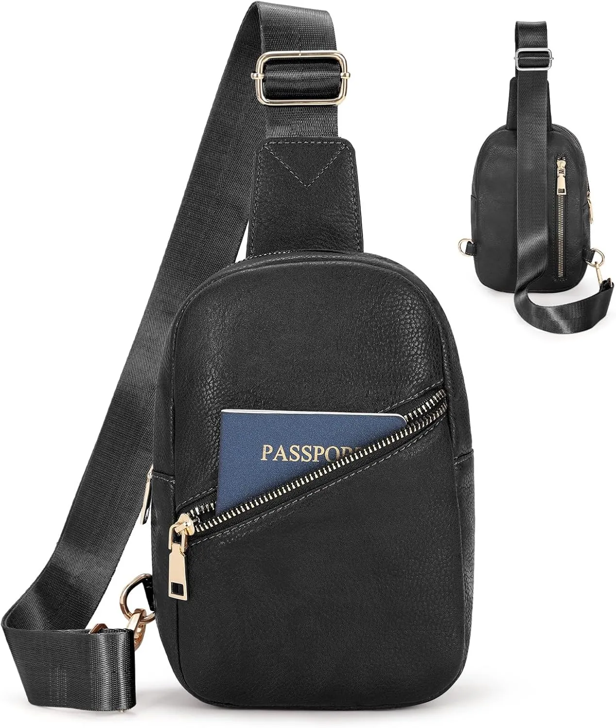 Small Sling Bag for Women Crossbody Leather Fanny Pack Anti-Theft Chest Bag Travel Sling Bags