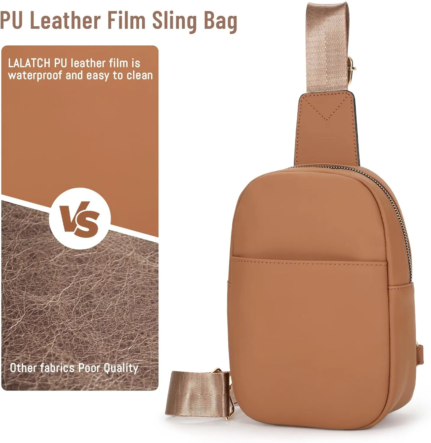 Small Sling Bag for Women Crossbody Leather Fanny Pack Anti-Theft Chest Bag Travel Sling Bags