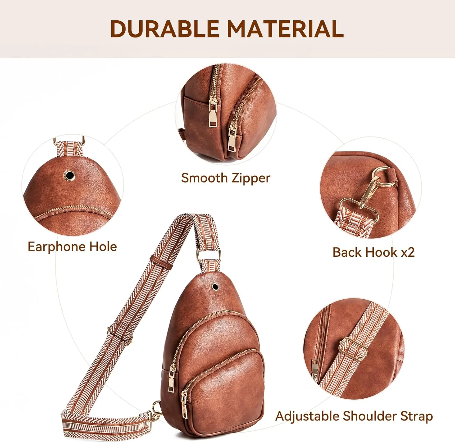 Small Sling Bag for Women Leather Crossbody Bags Fanny Pack Chest Bag for Travel