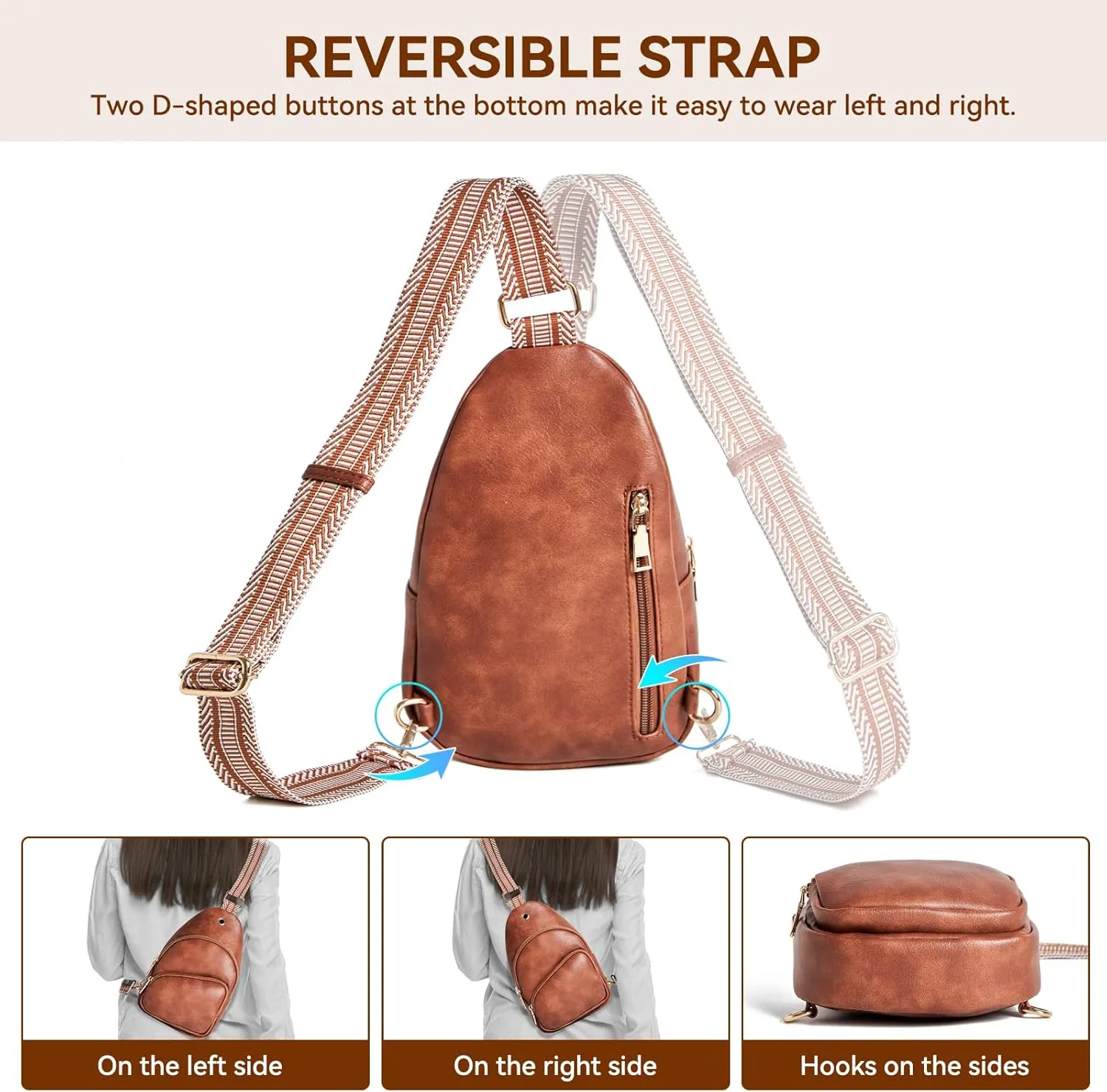 Small Sling Bag for Women Leather Crossbody Bags Fanny Pack Chest Bag for Travel