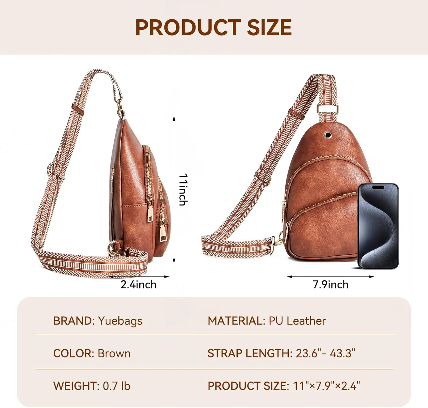 Small Sling Bag for Women Leather Crossbody Bags Fanny Pack Chest Bag for Travel