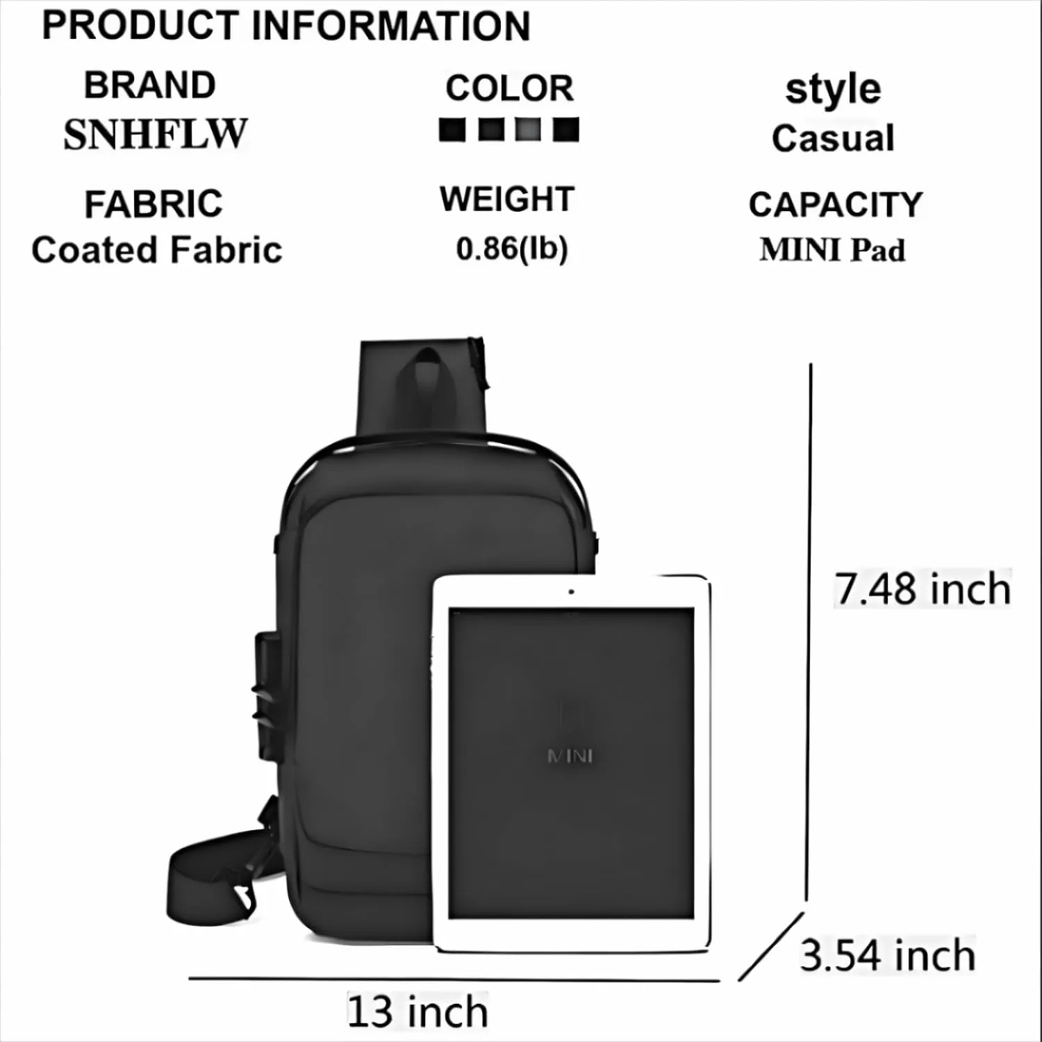 Small Sling Bag for Women Men，Sling Bag Bakpack Casual Chest Bag Daypack Crossbody for Travel Sport Running Hiking (black)