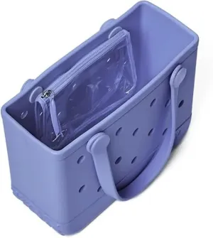 Small Waterproof Rubber Beach Bag - Lightweight Foldable Tote for Women, Travel, Pool & Gym, Sandproof Washable