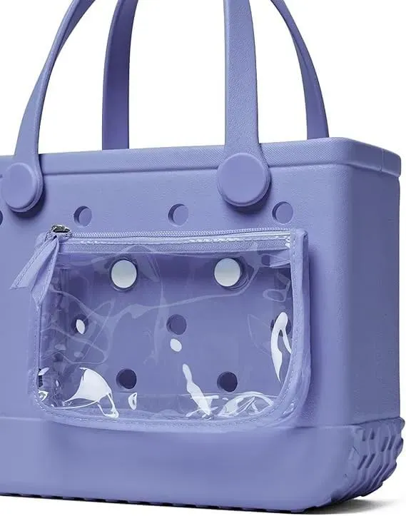 Small Waterproof Rubber Beach Bag - Lightweight Foldable Tote for Women, Travel, Pool & Gym, Sandproof Washable