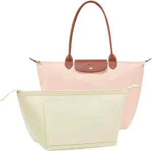 SMART DK Purse Organizer Insert for Longchamp Le Pliage Handbag Insert (Beige (zipper), Large)