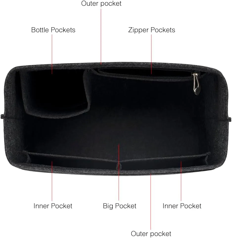 SMART DK Purse Organizer Insert for Longchamp Le Pliage Handbag Insert (BLACK, L/11 * 6.69 * 9.84in)