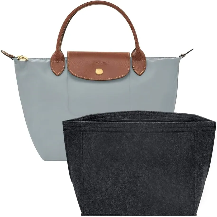 SMART DK Purse Organizer Insert for Longchamp Le Pliage Handbag Insert (BLACK, L/11 * 6.69 * 9.84in)