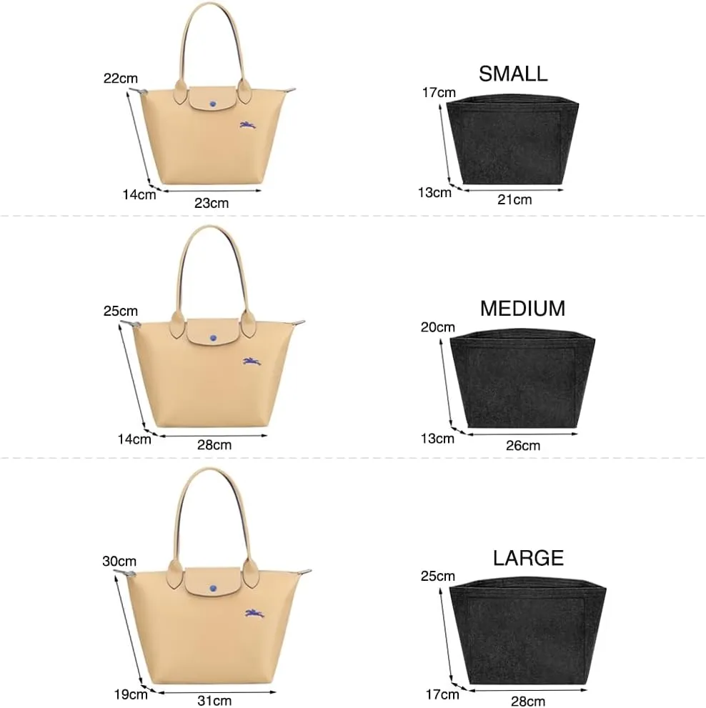 SMART DK Purse Organizer Insert for Longchamp Le Pliage Handbag Insert (BLACK, L/11 * 6.69 * 9.84in)