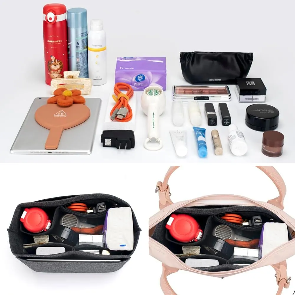 SMART DK Purse Organizer Insert for Longchamp Le Pliage Handbag Insert (BLACK, L/11 * 6.69 * 9.84in)