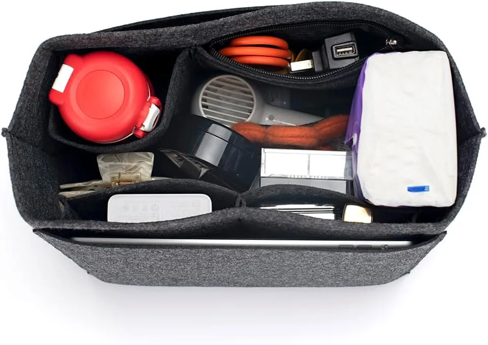 SMART DK Purse Organizer Insert for Longchamp Le Pliage Handbag Insert (BLACK, L/11 * 6.69 * 9.84in)