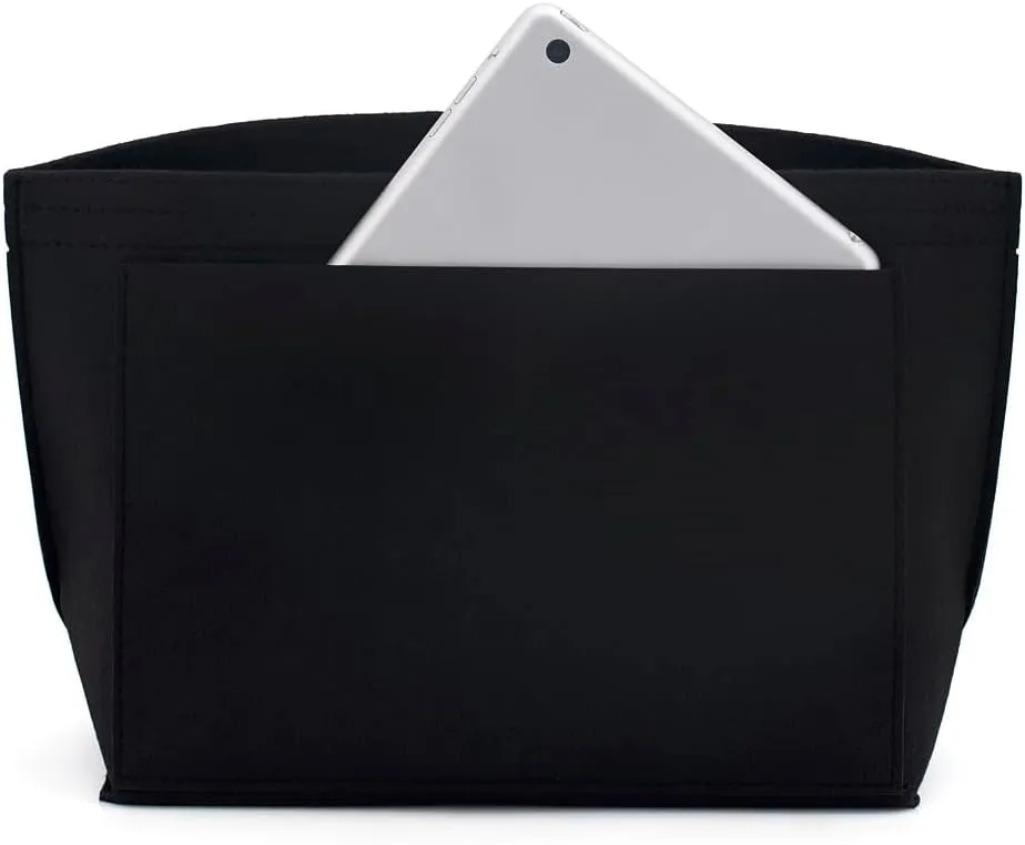 SMART DK Purse Organizer Insert for Longchamp Le Pliage Handbag Insert (DARK BLACK, S/8.26 * 5.11 * 6.69in)