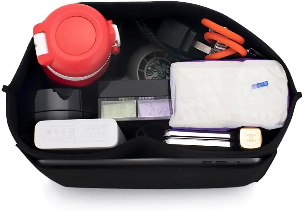 SMART DK Purse Organizer Insert for Longchamp Le Pliage Handbag Insert (DARK BLACK, S/8.26 * 5.11 * 6.69in)